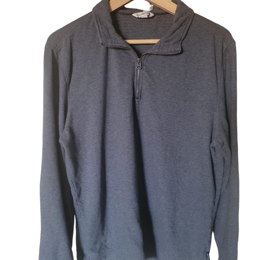 Calvin Klein Men’s ¼ Zip Pullover Sweater top ribbed texture size large